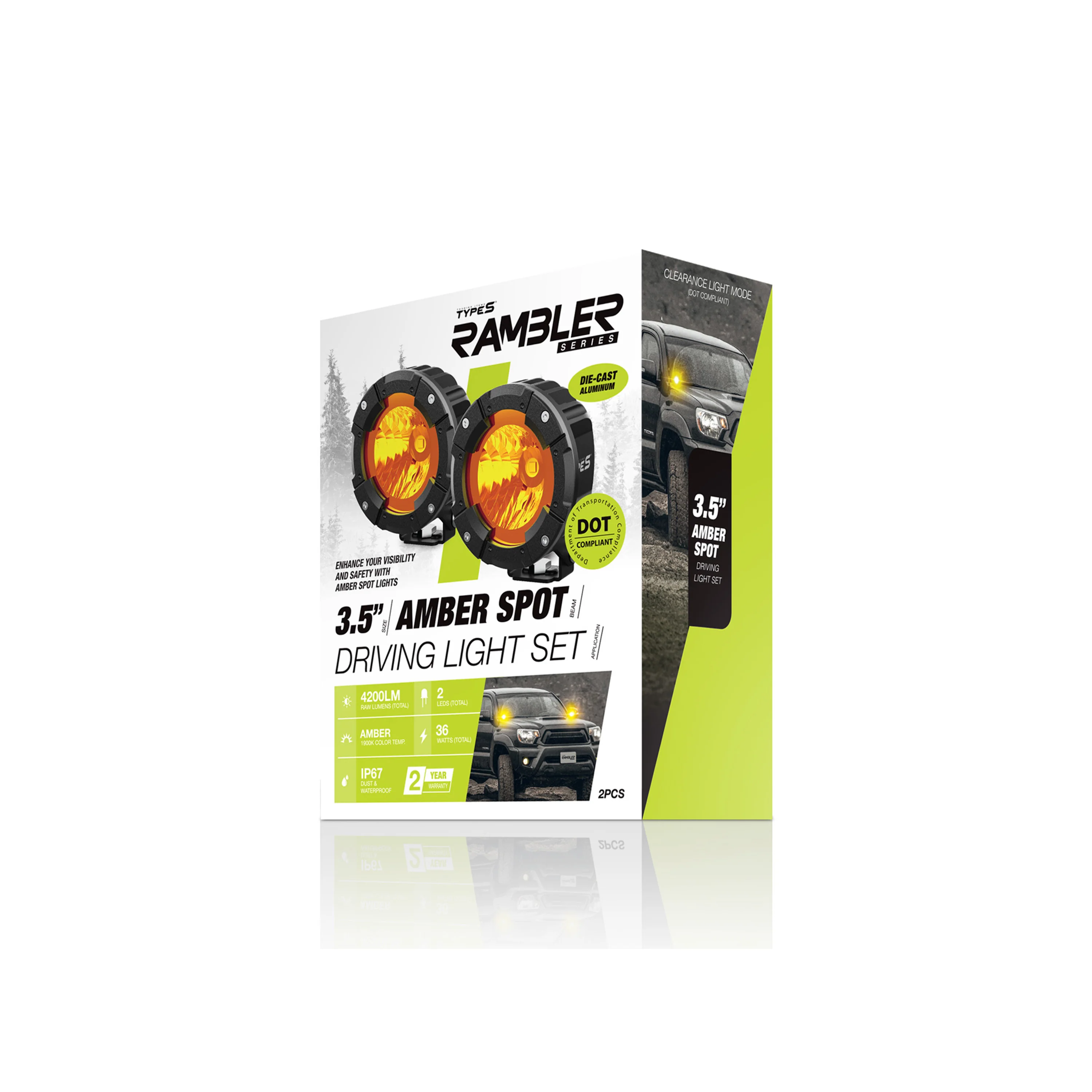 TYPE S RAMBLER 3.5" AMBER SPOT DRIVING LIGHT SET - Image 3
