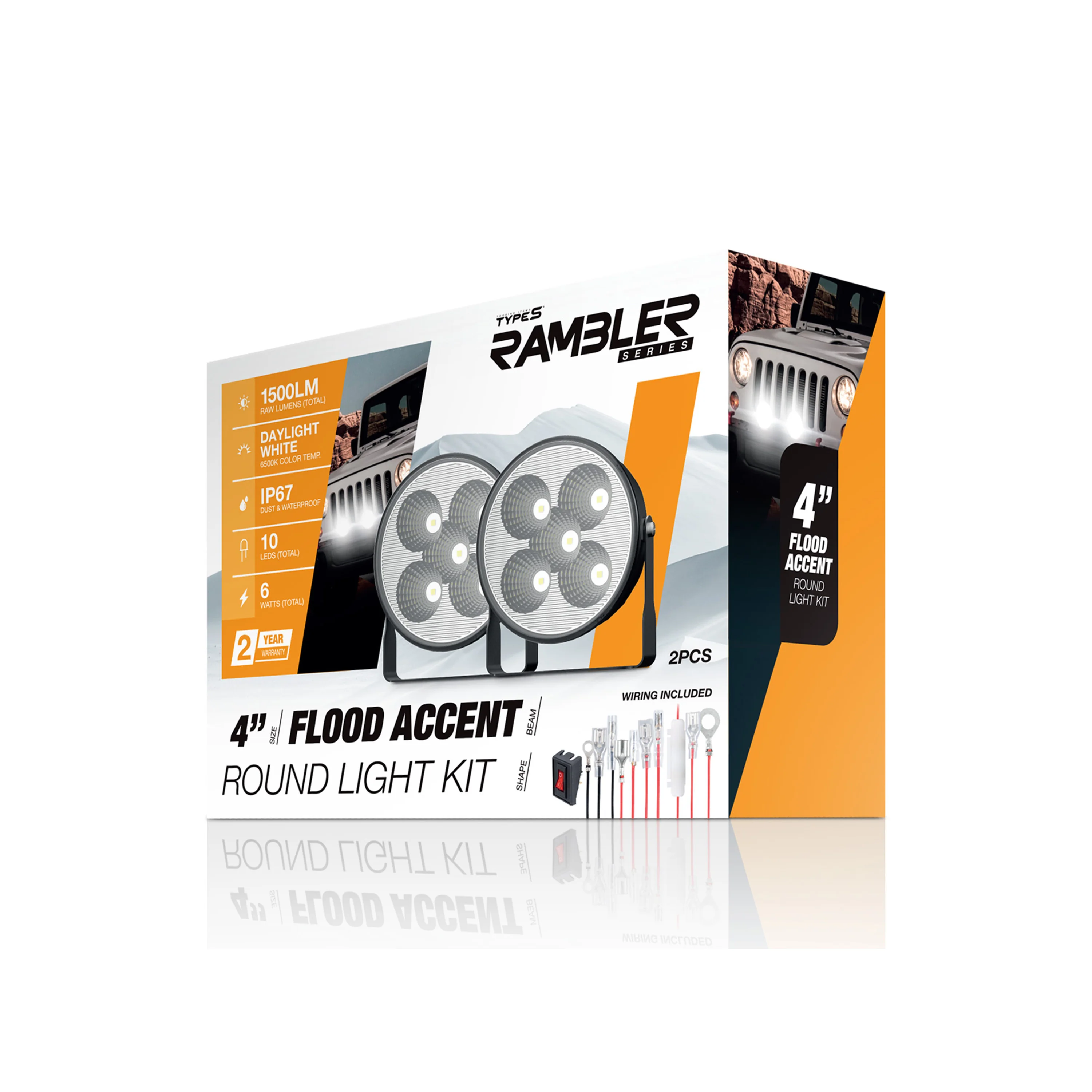 TYPE S RAMBLER 4" FLOOD ACCENT ROUND LIGHT KIT - Image 2