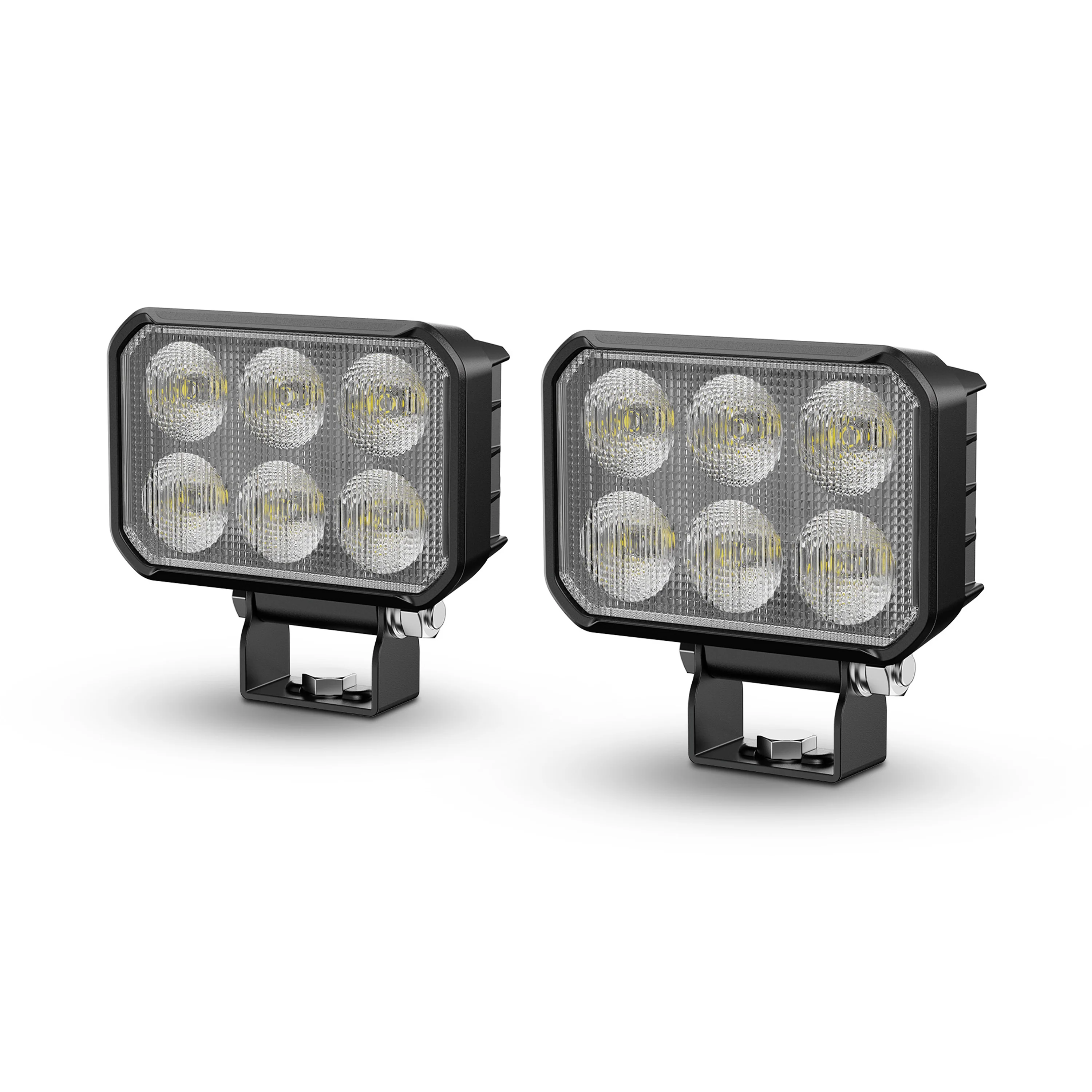 4 inch x 3 inch White + Amber Flood Work Light Set
