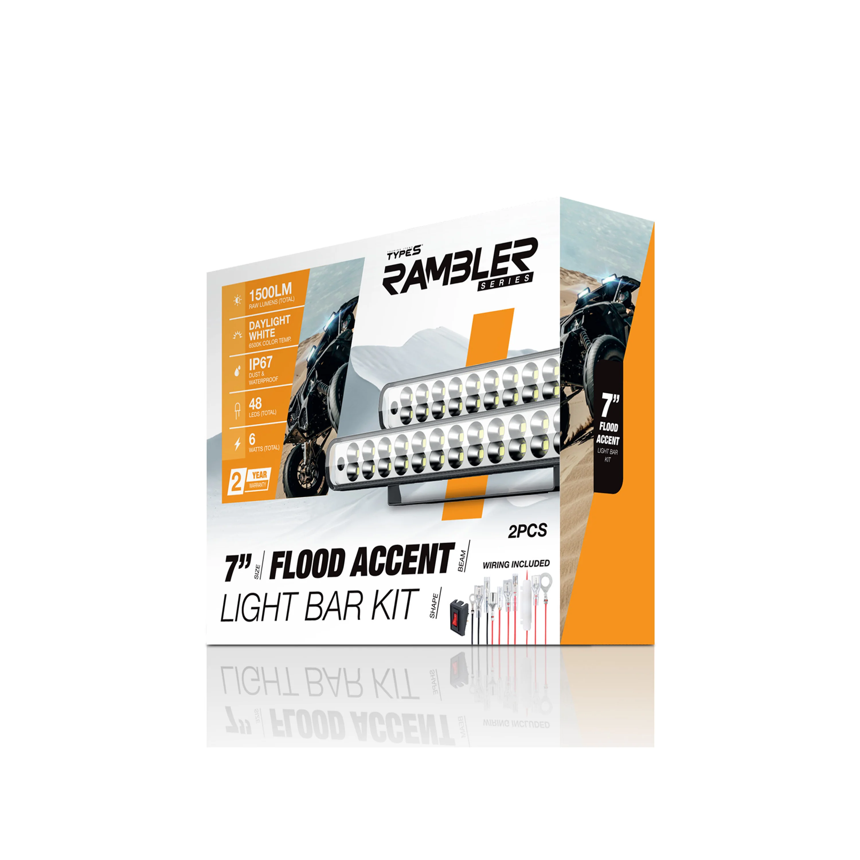 TYPE S RAMBLER 7" FLOOD ACCENT LIGHT BAR KIT - Image 3