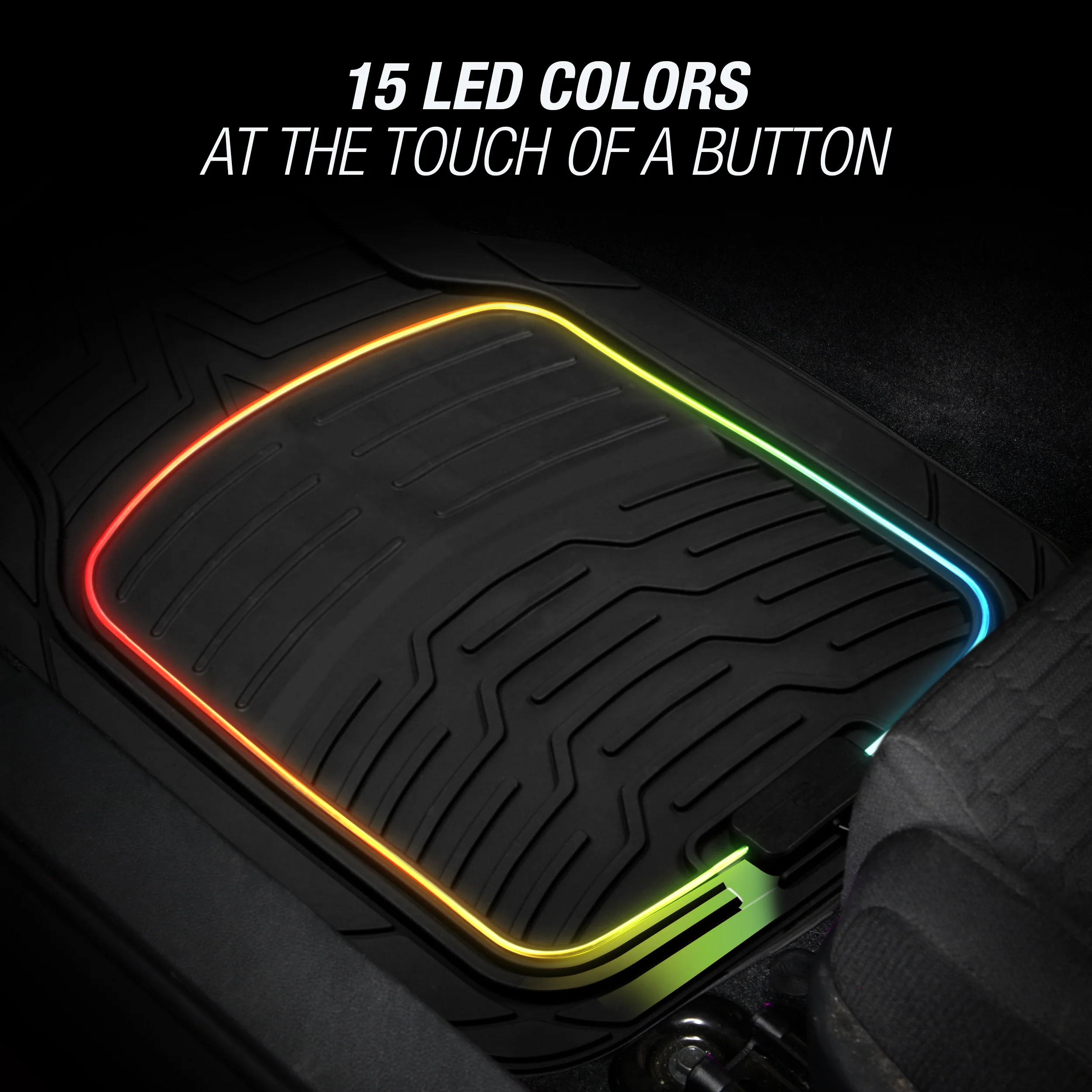 TYPE S LED Lighted Floor Mat (Rubber) 2 Piece, Multicolor RGB Glow, App Controllable - Image 2