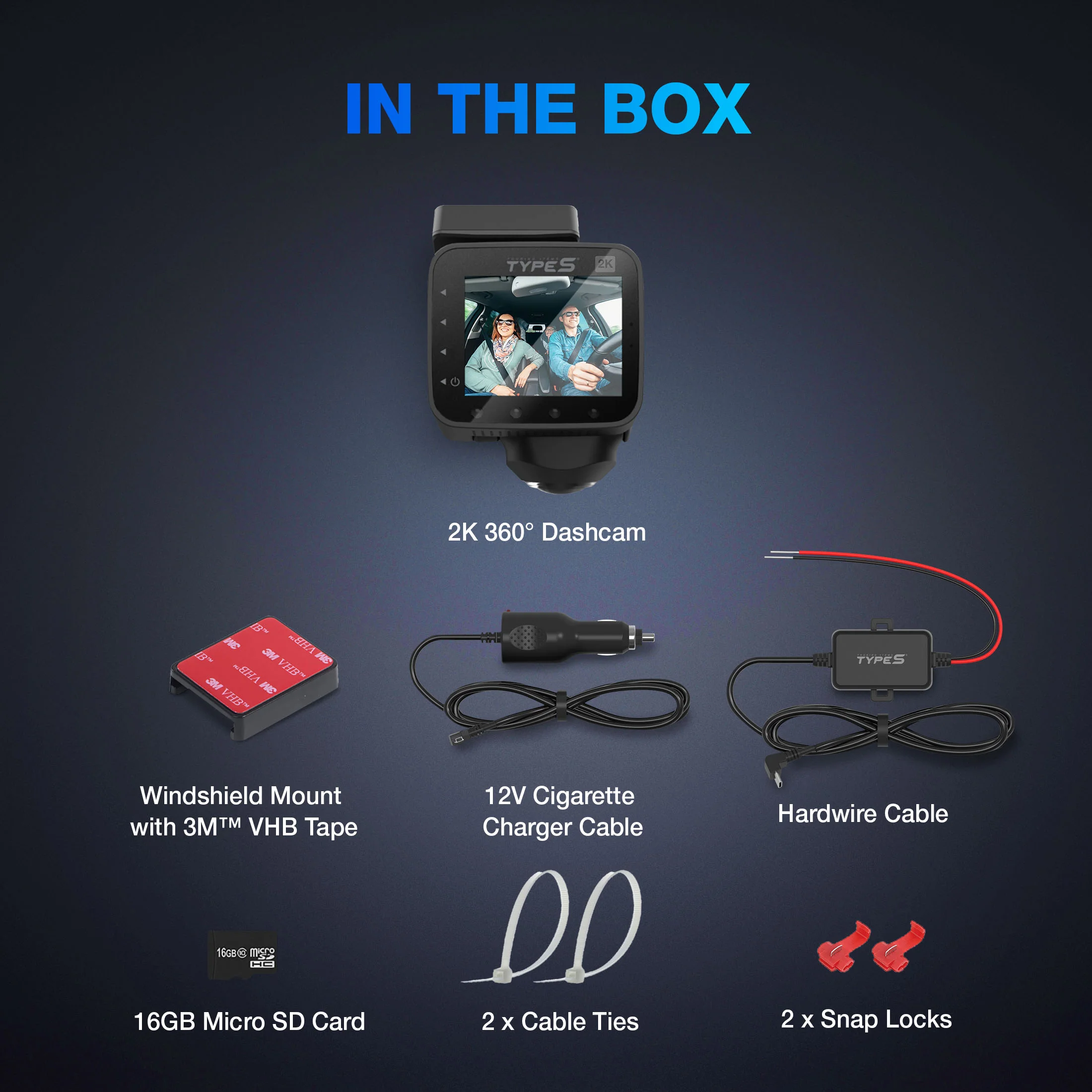 Type S P200 PRO Smart 360 Dashcam, 2K Resolution with VR Recording Mode, GPS and G-Sensor Built-in - Image 6