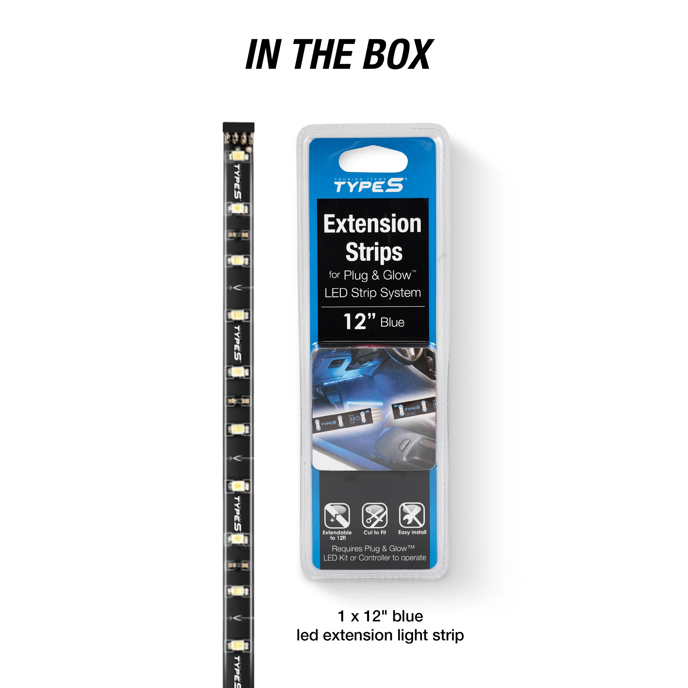 TYPE S Instant Plug & Glow™ 12" LED Lighting Extension Strip (Blue) - Image 4