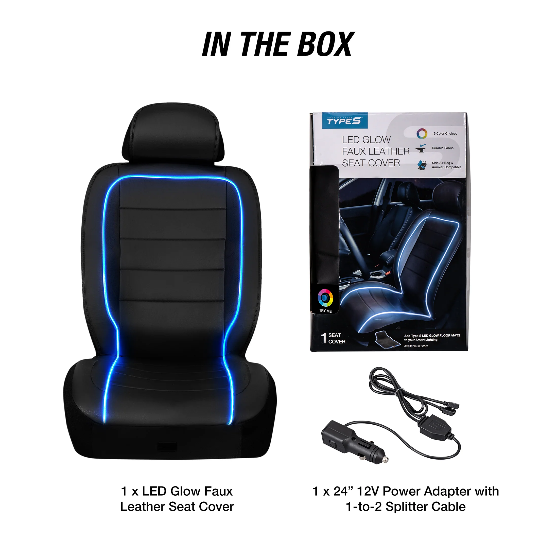 TYPE S LED Lighted Faux Leather Seat Cover - Image 7