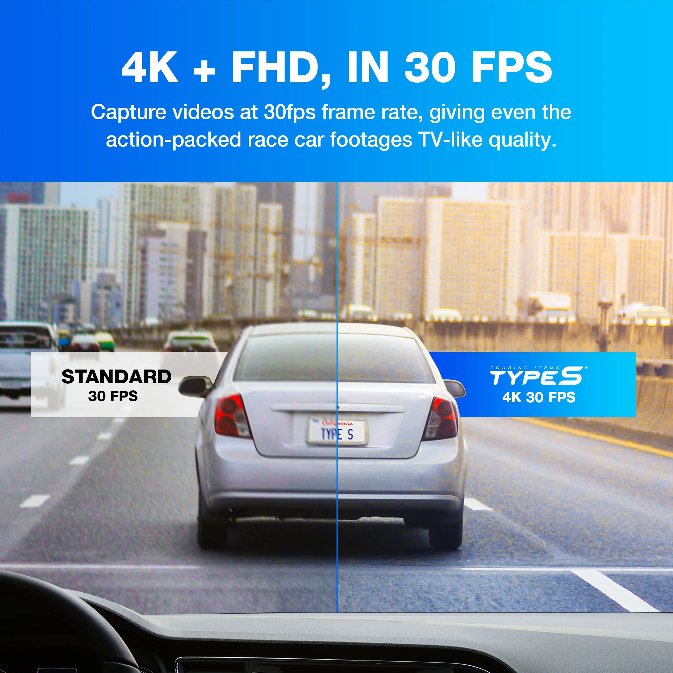 TYPE S S402 Ultra HD 4K Dual View Dashcam with FHD Cabin View Cam - Image 3