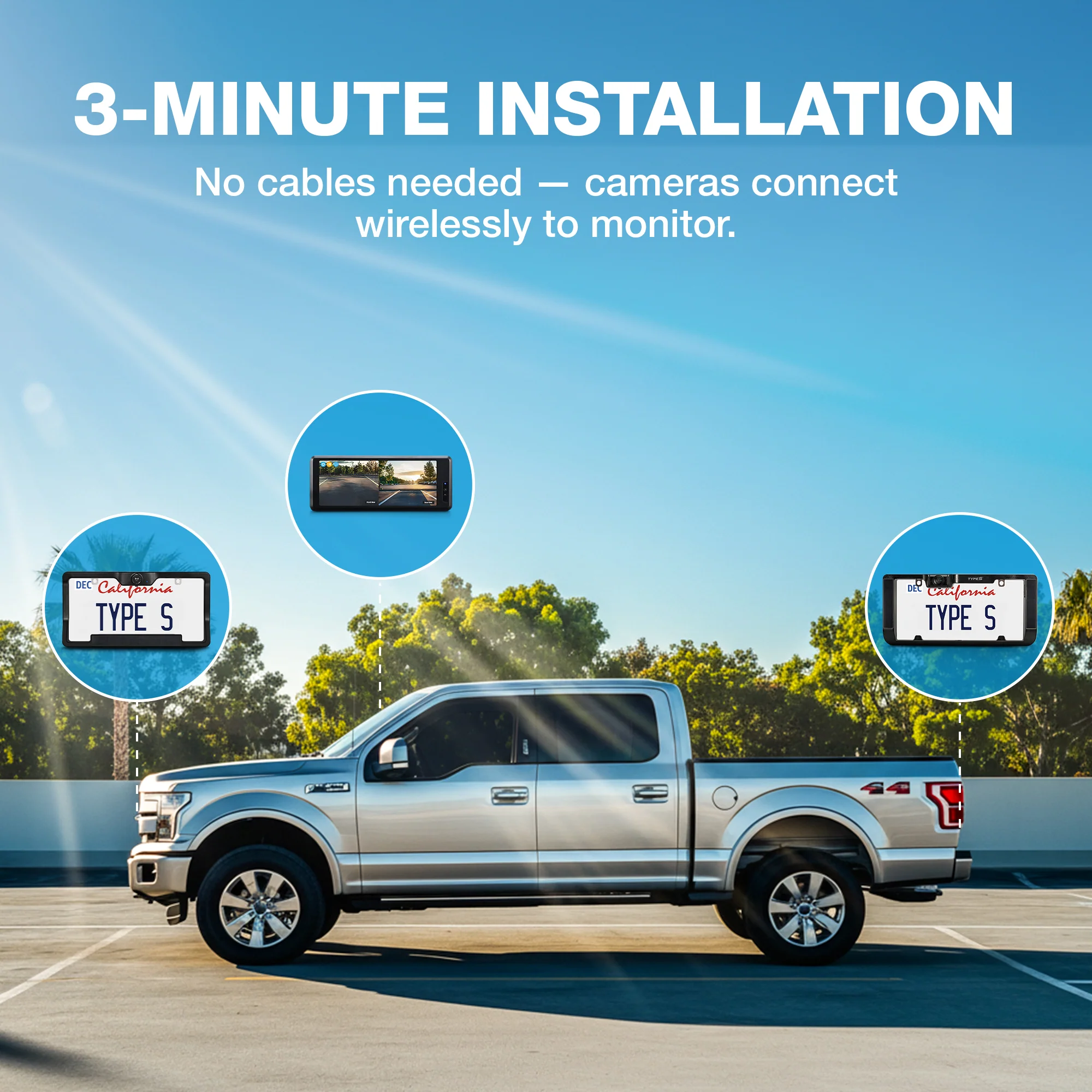 TYPE S Wireless Solar Powered Parking Assistance Camera Set with 6.8" Touchscreen Monitor - Image 4