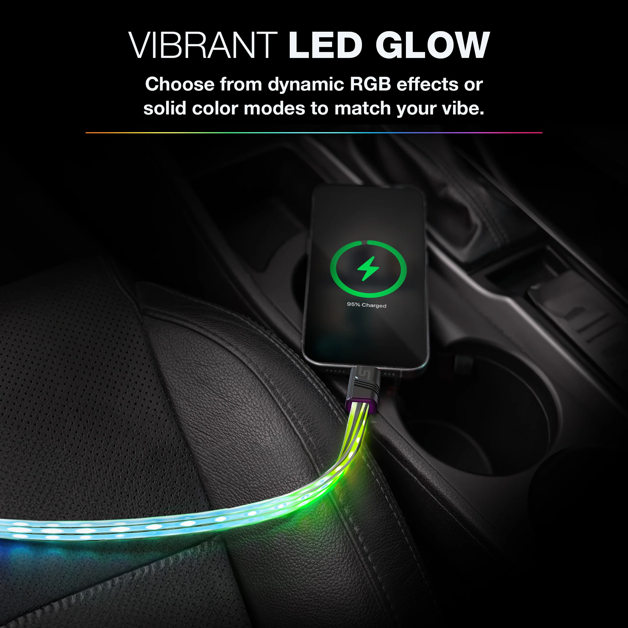 USB-A to Lightning LED Charging Cable - Image 2